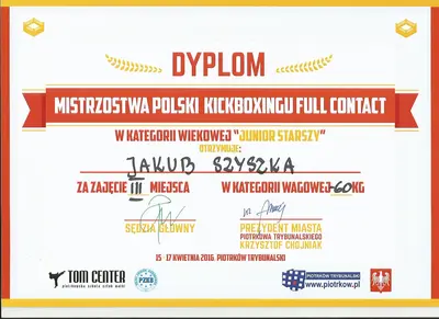 Dyplom OSKB 2016 - Z kwiecien 2016 jakub szyszka