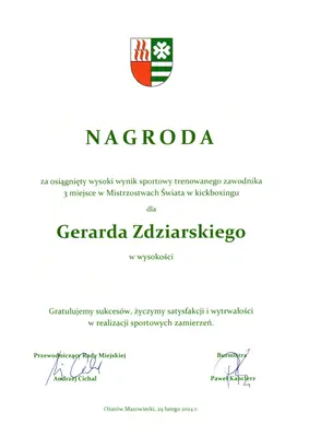 Dyplom OSKB 2024 - Gerard zdziarski nagroda 2024